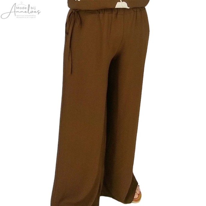 Enjoy Broek uni wijde pijp Bruin